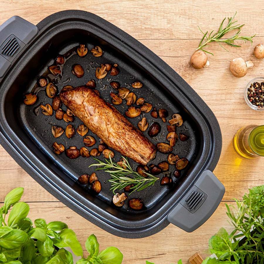 Slow Cooker cu Capacitate 6 L, Putere 1350 W, Argintiu