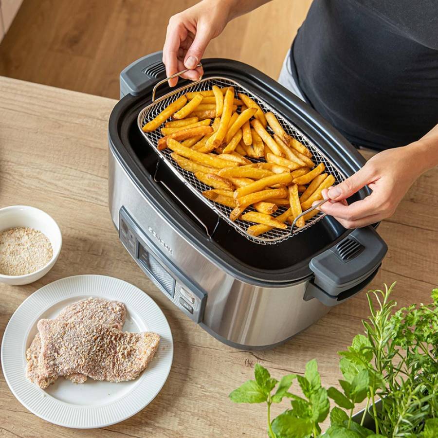 Slow Cooker cu Capacitate 6 L, Putere 1350 W, Argintiu