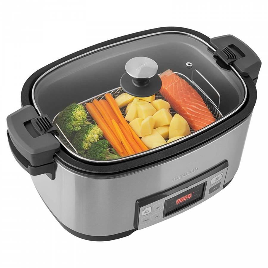 Slow Cooker cu Capacitate 6 L, Putere 1350 W, Argintiu