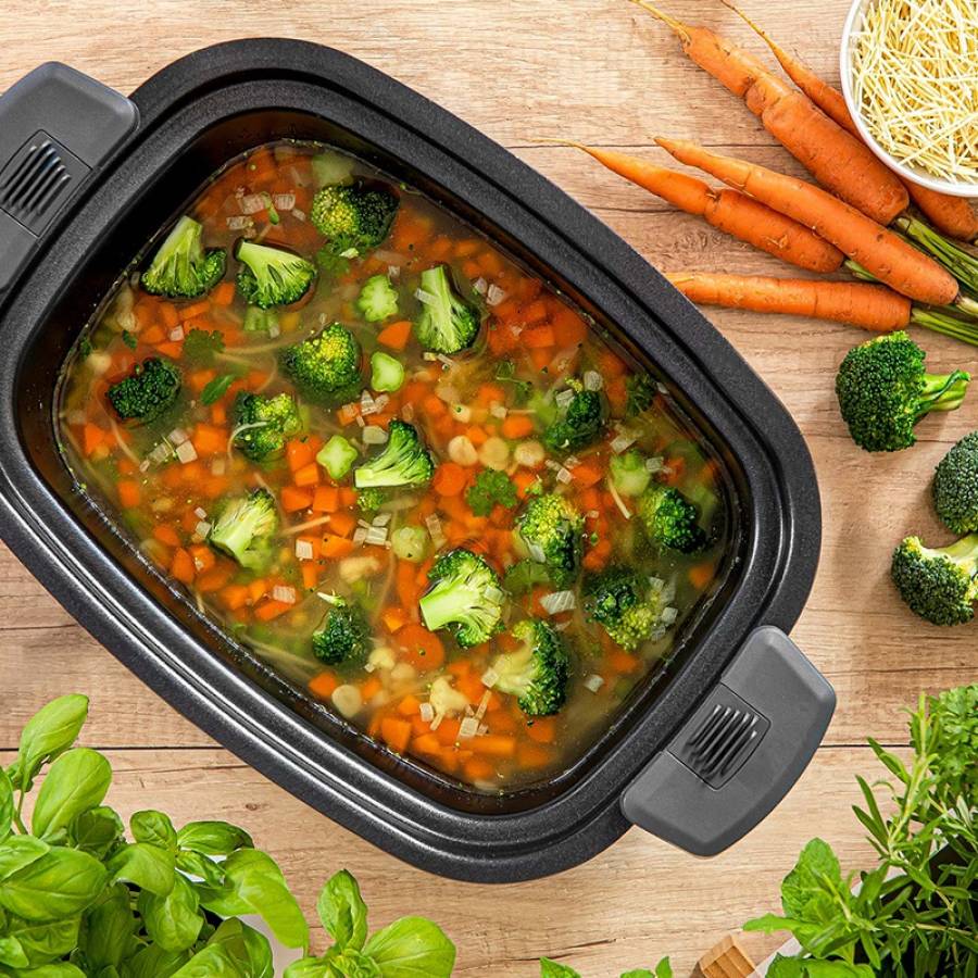 Slow Cooker cu Capacitate 6 L, Putere 1350 W, Argintiu