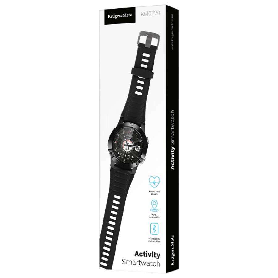 Smartwatch Activity GPS Black Kruger&matz, monitorizare somn, 5 zile.