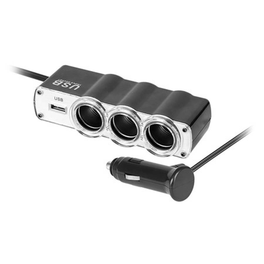 Splitter bricheta auto cu 4 iesiri si USB