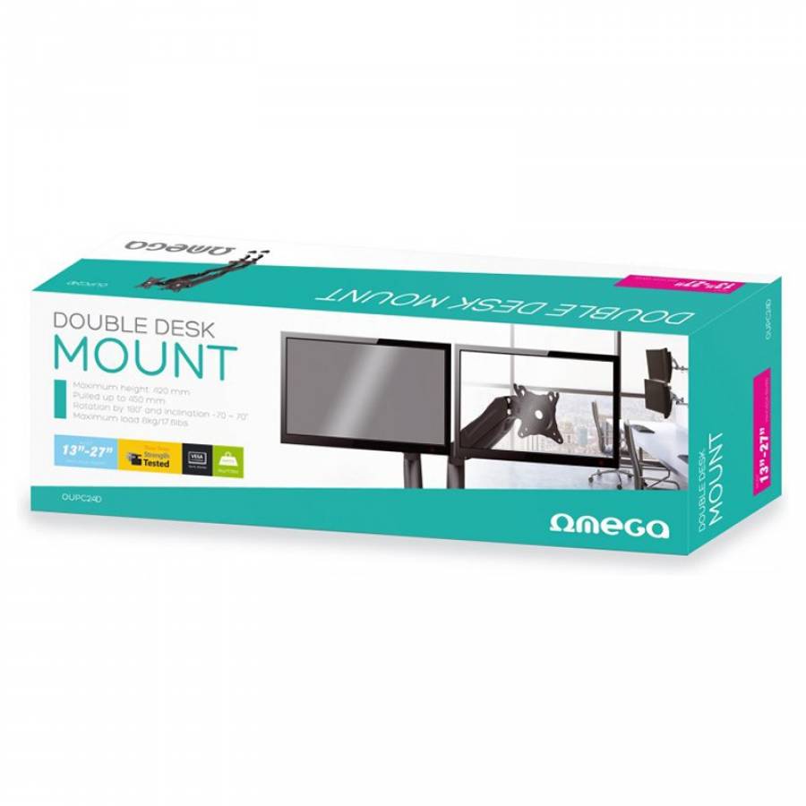 Suport ergonomic pentru 2 monitoare, VESA 100x100, 13-27 inch.