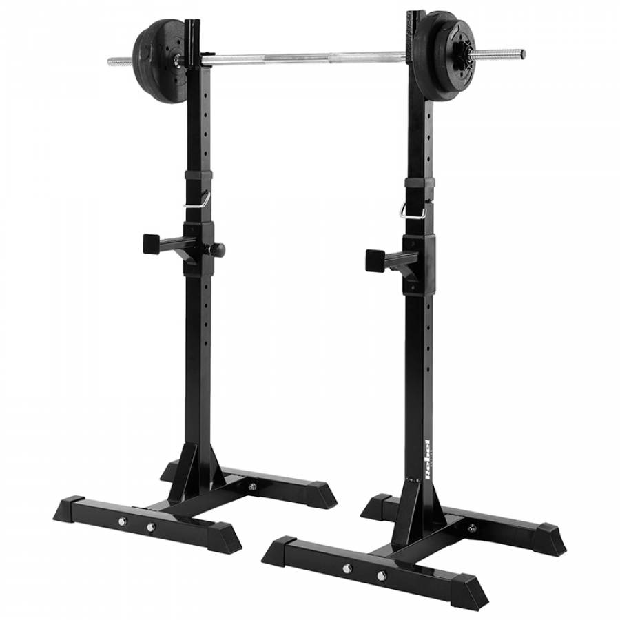 Suport reglabil pentru bara olimpică, rezistent și practic.