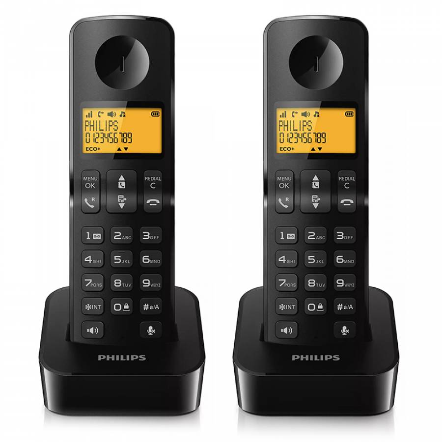 Philips Negru Dect D2602 Telefon cu Ecran Iluminat