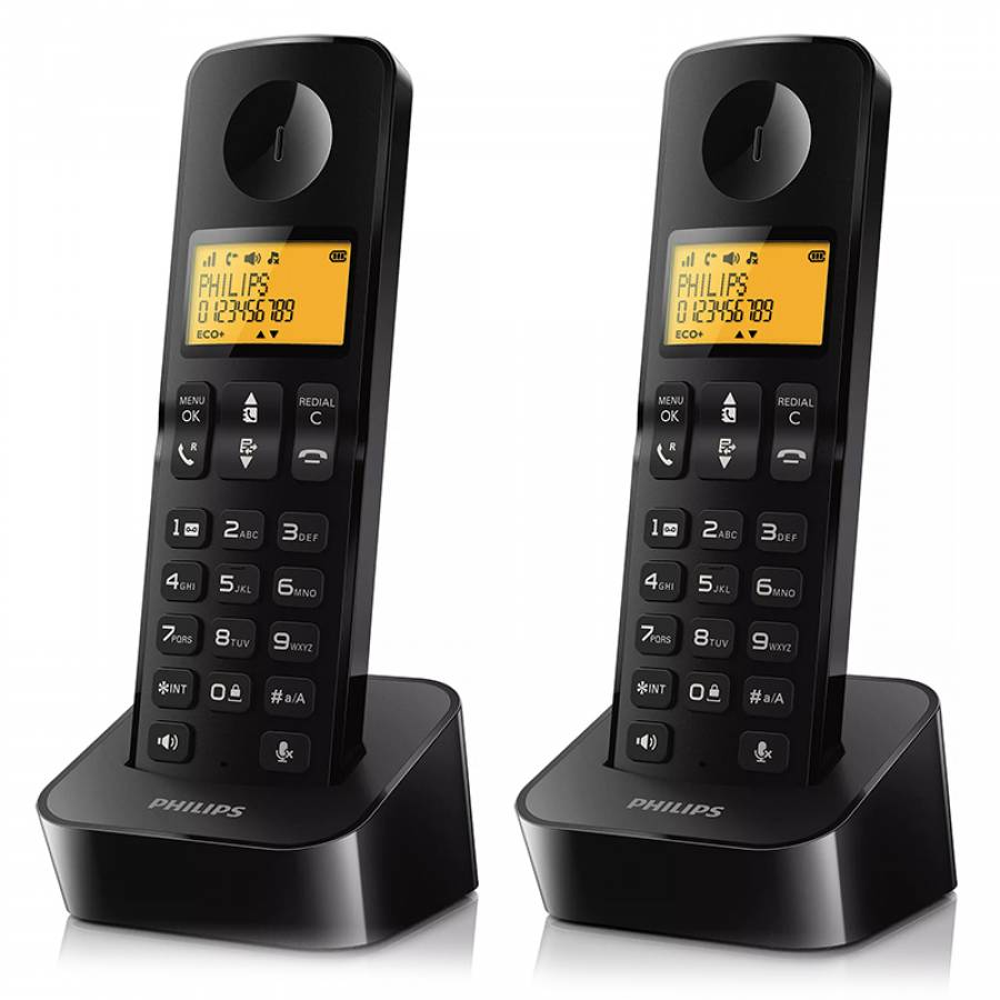 Philips Negru Dect D2602 Telefon cu Ecran Iluminat
