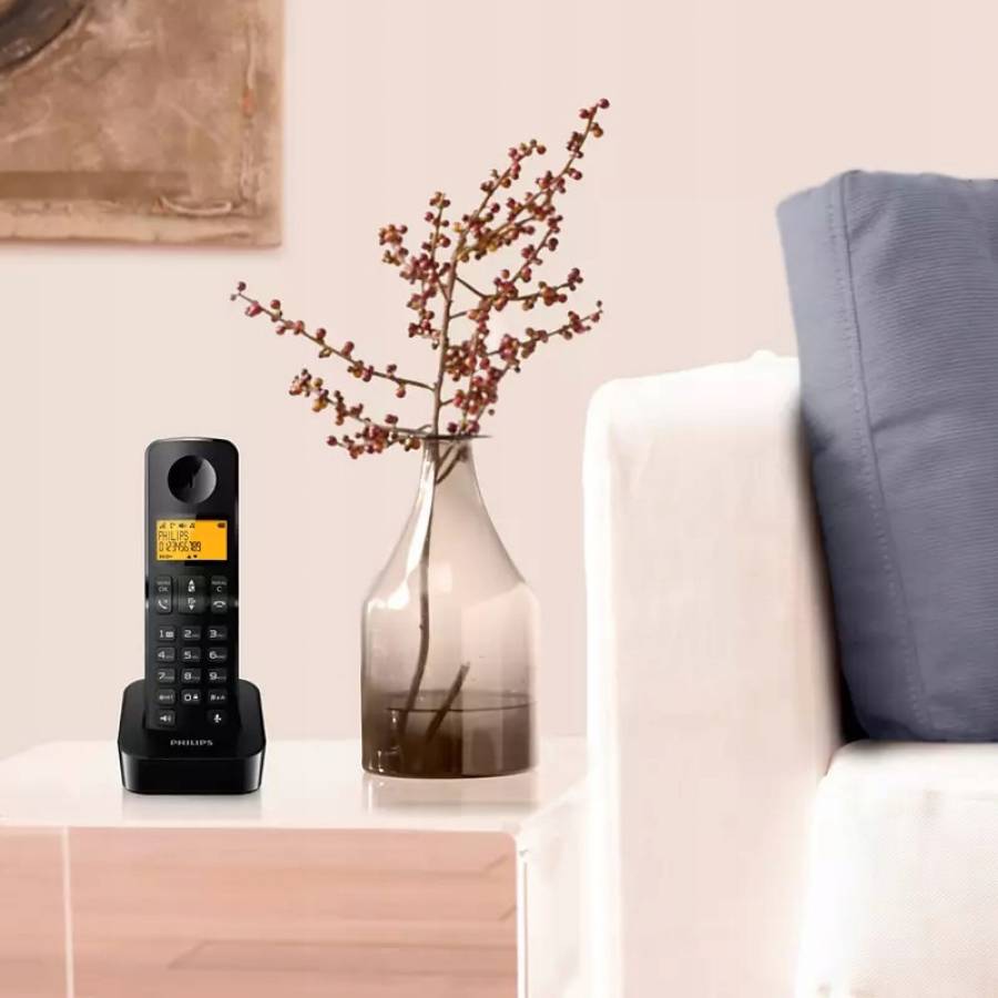 Philips Negru Dect D2602 Telefon cu Ecran Iluminat