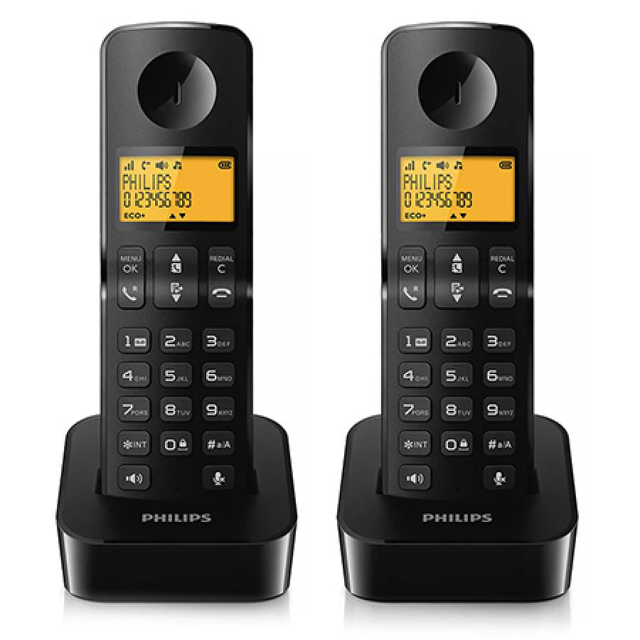 Philips Negru Dect D2602 Telefon cu Ecran Iluminat