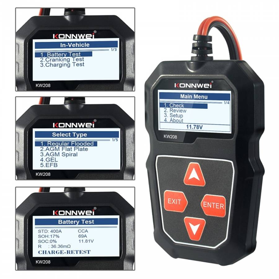 Dispozitiv pentru testat baterii auto si sistemul lor electric.