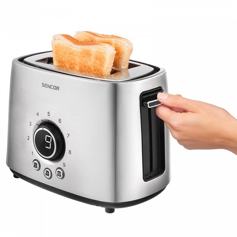 Toaster Sencor 1000W: Design premium, 2 fante, functii multiple