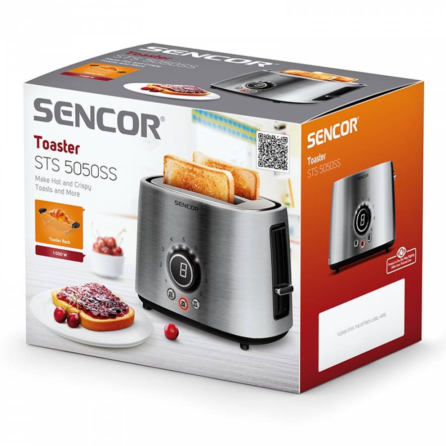 Toaster Sencor 1000W: Design premium, 2 fante, functii multiple