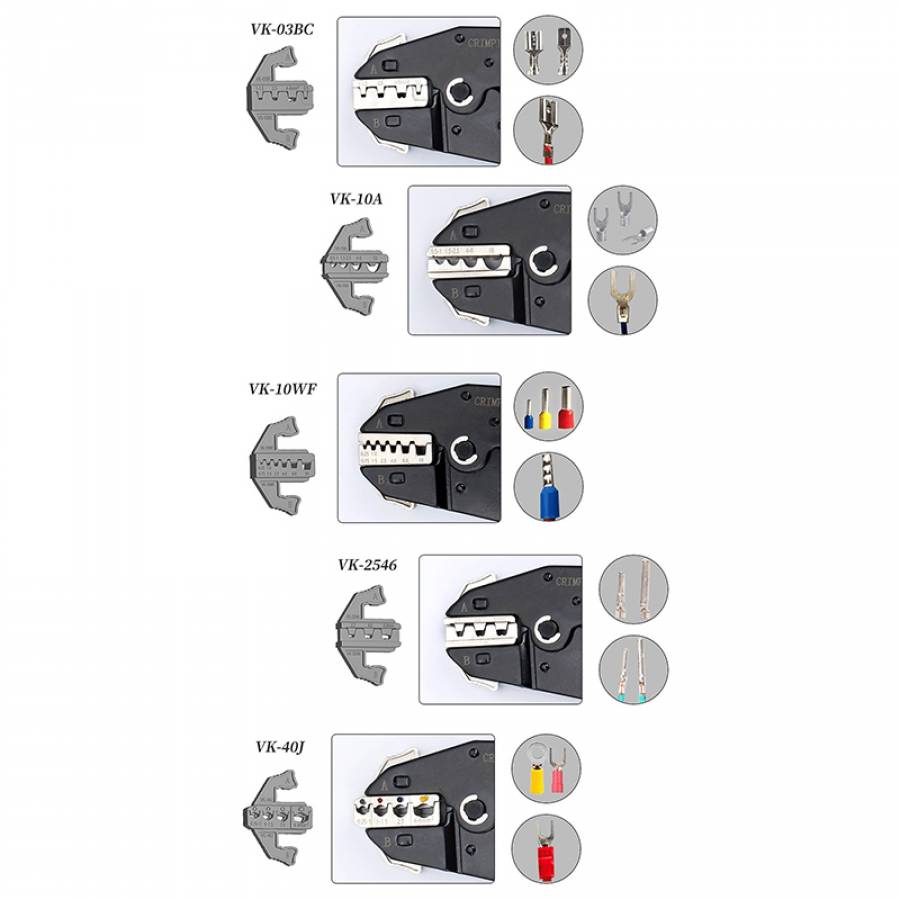 Set complet pentru sertizarea firelor electrice, ideal pentru electricieni.