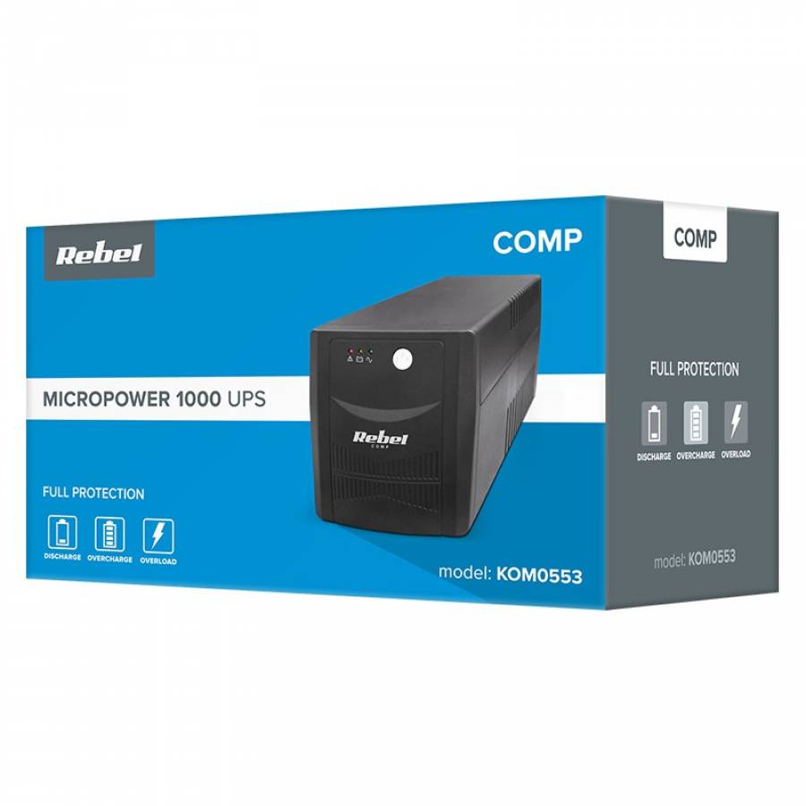 Intrerupator Micropower 1000 Va, 600w, Rebel - Descriere: putere, tensiune, stabilizare, dimensiuni