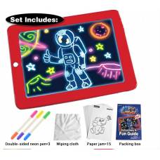 3D Drawing Board with Erasable Florescent Pens in Red