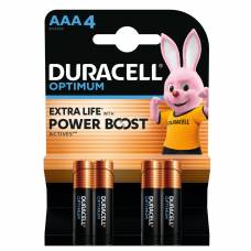 Baterie Alcalina Duracell Optimum Lr03 10pp110050 Aaa, Tensiune 1,5 V, Performanta Exceptionala, 4 Bucati/blister