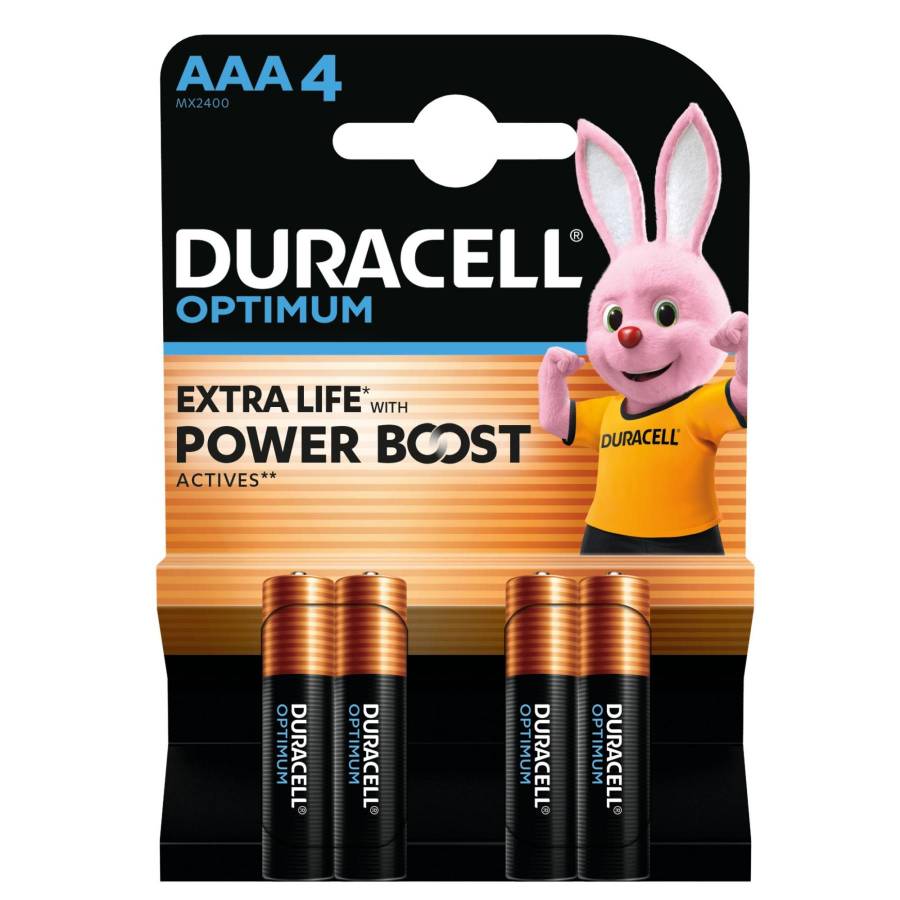 Baterie Alcalina Duracell Optimum Lr03 10pp110050 Aaa, Tensiune 1,5 V, Performanta Exceptionala, 4 Bucati/blister