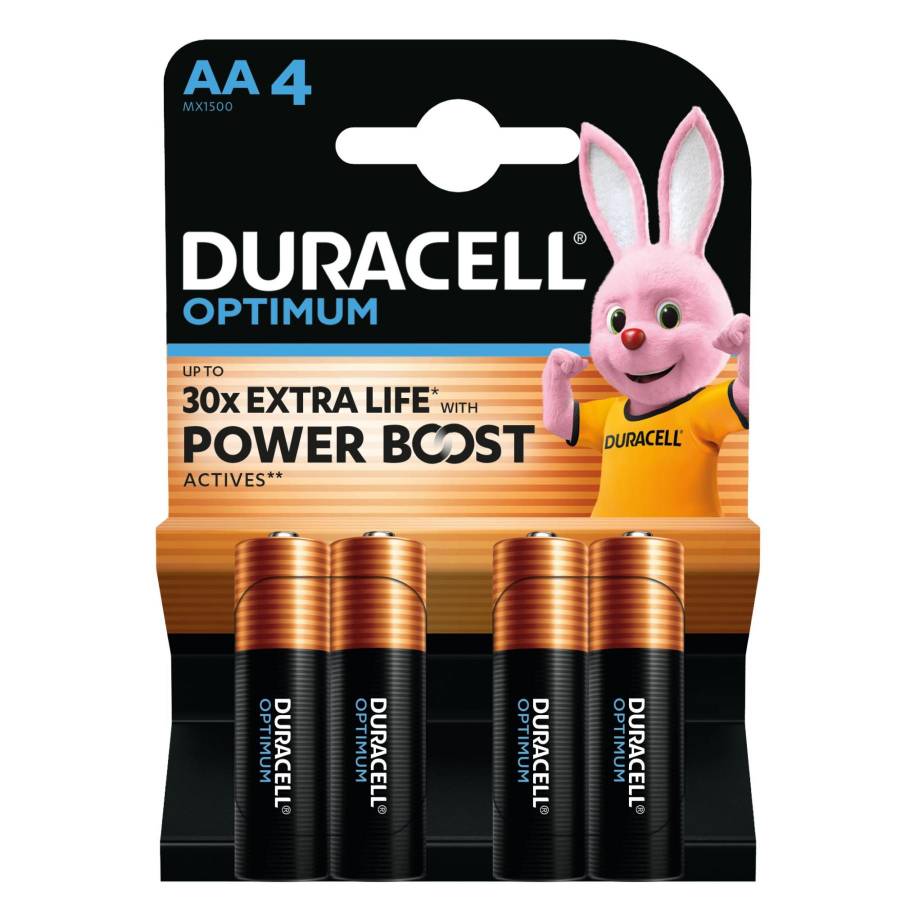 Baterie Alcalina Duracell Optimum Lr6 10pp110049 Aa, Tensiune 1,5 V, Performanta Exceptionala, 4 Bucati/blister