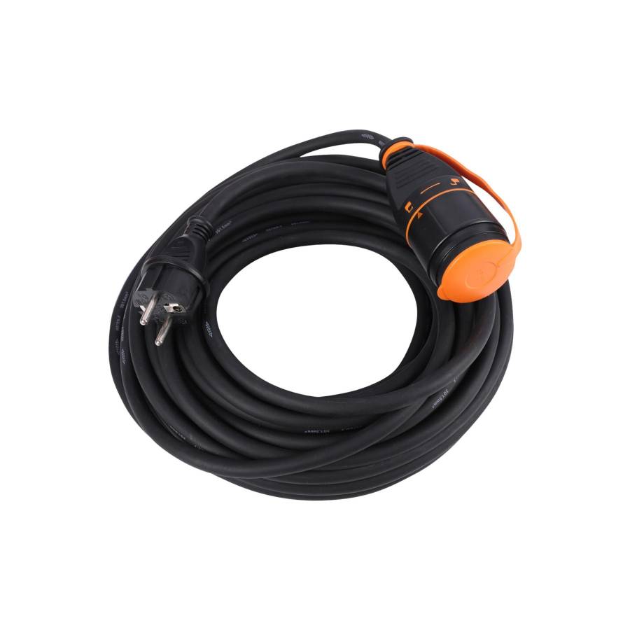 Cablu De Cauciuc Cu Extensie Etm, Priza Cu Blocare, H07rn-f, Negru, 25 M