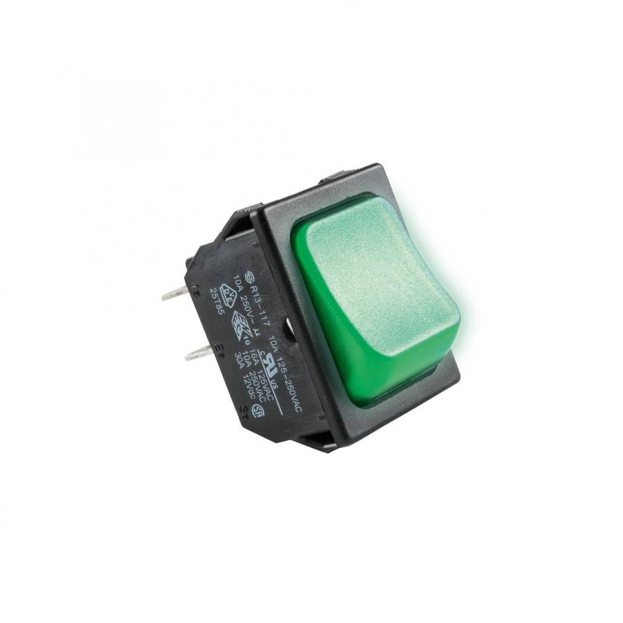Comutator Basculant Cu Bec, 250v, 2 Circuite, Verde