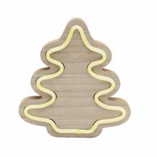 Decor De Masa Cu Led-uri, Brad Din Lemn, Neon-light, Alb Cald