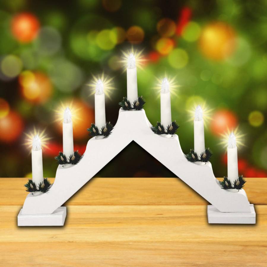 Decor Piramida Cu Lumanari, 7 Becuri, Alb, 230v