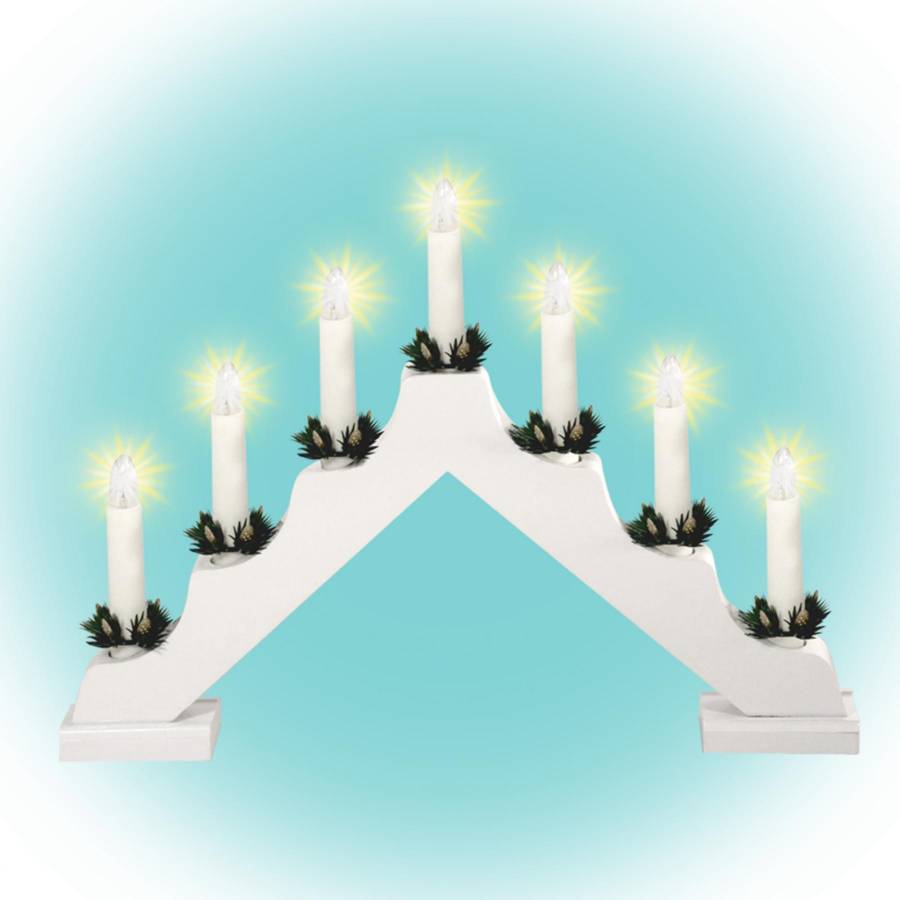 Decor Piramida Cu Lumanari, 7 Becuri, Alb, 230v