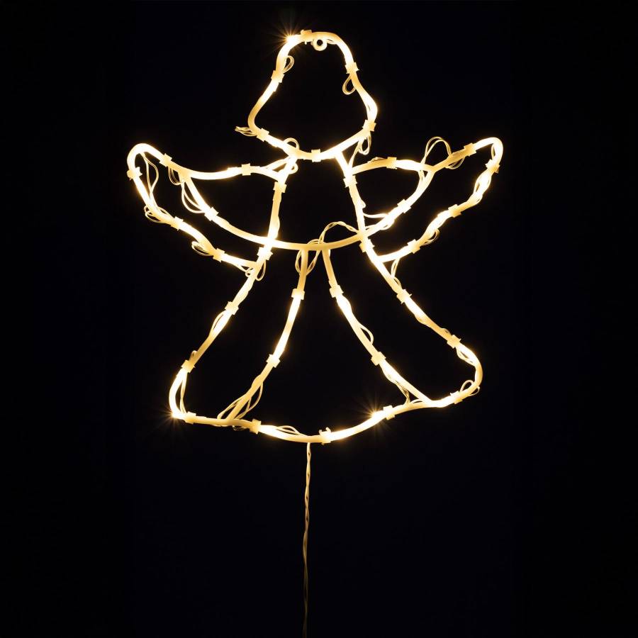 Decoratiune Led Pentru Fereastra, inger, Temporizator 6/18 Ore, Adaptor, Alb Cald