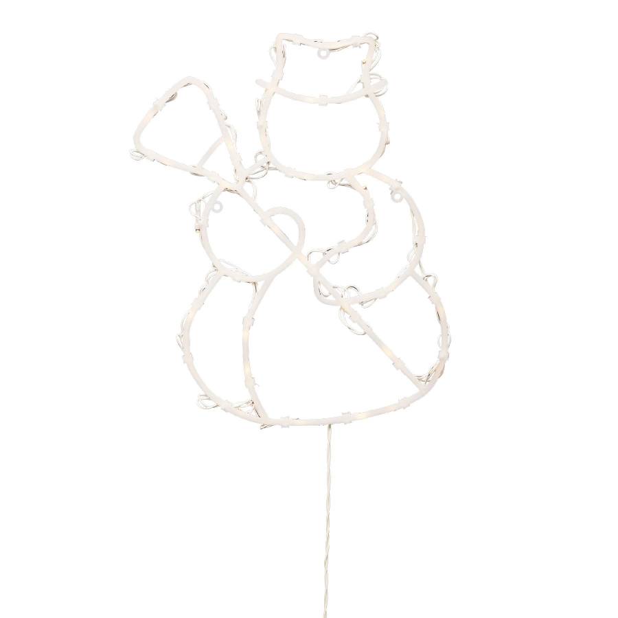 Decoratiune Led Pentru Fereastra, Om De Zapada, Cu Baterii, Alb Cald