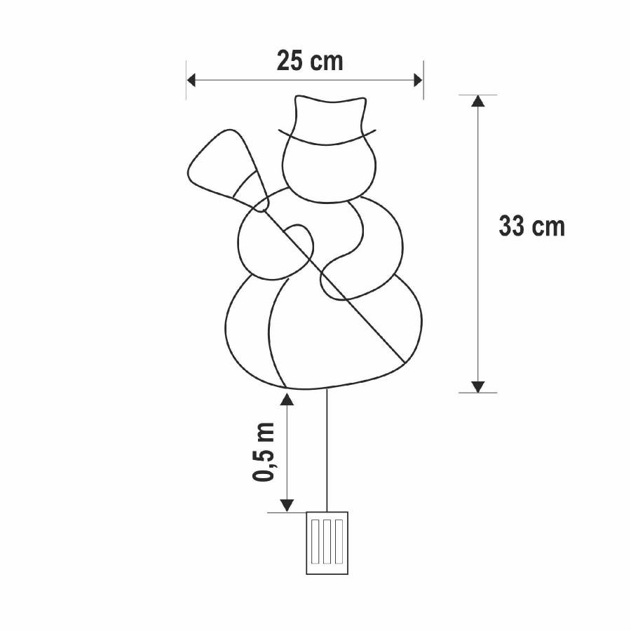Decoratiune Led Pentru Fereastra, Om De Zapada, Cu Baterii, Alb Cald