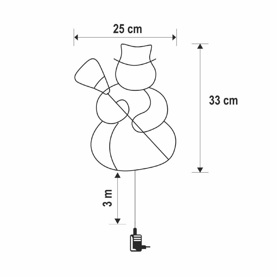Decoratiune Led Pentru Fereastra, Om De Zapada, Temporizator 6/18 Ore, Cu Adaptor, Alb Cald