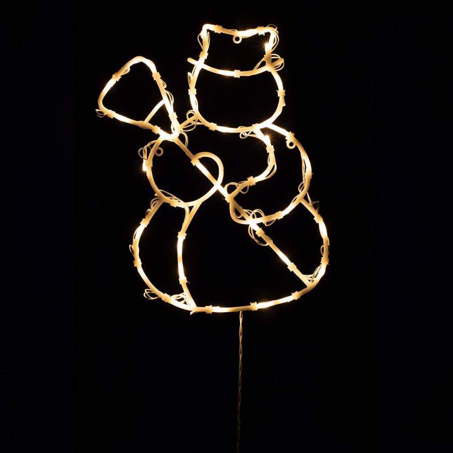 Decoratiune Led Pentru Fereastra, Om De Zapada, Temporizator 6/18 Ore, Cu Adaptor, Alb Cald