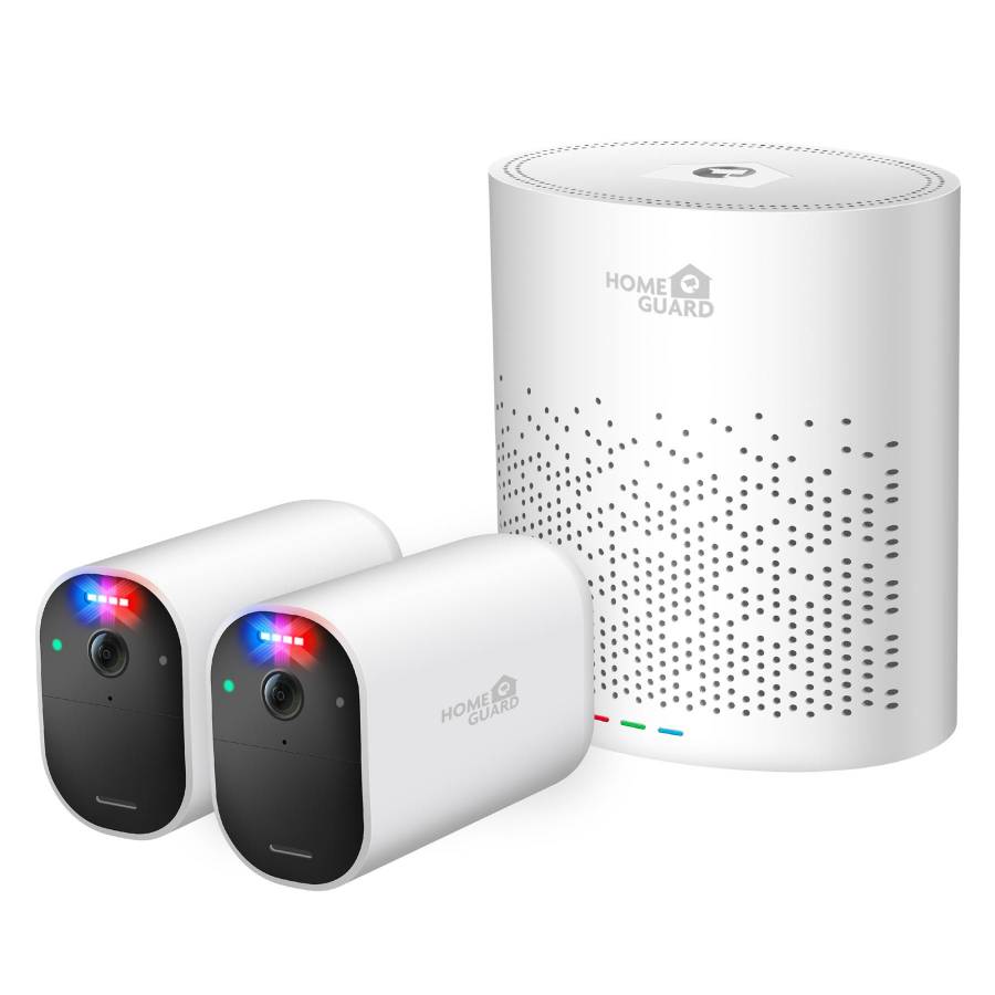 Homeguard, Sistem De Securitate Fara Fir Smart Deterrencre, Smarthub 2 Camere Cu Lumina Rosie Albastra si Sirena