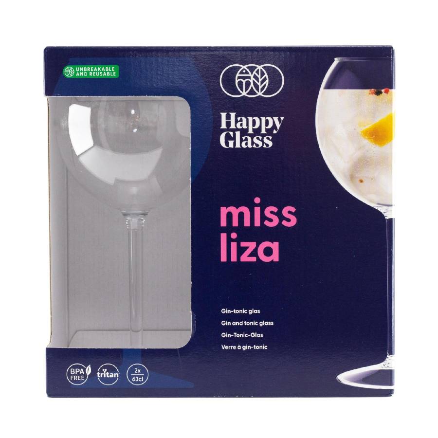 Pahar De Gin Tonic Incasabil Happyglass Miss Liza, 63 Cl, Fara Bpa, Calitate Alimentara, 2 Buc./set