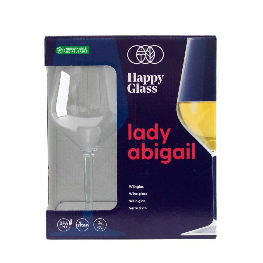 Pahar De Vin Incasabil Happyglass Lady Abigail, 47 Cl, Fara Bpa, Calitate Alimentara, 2 Bucati/set