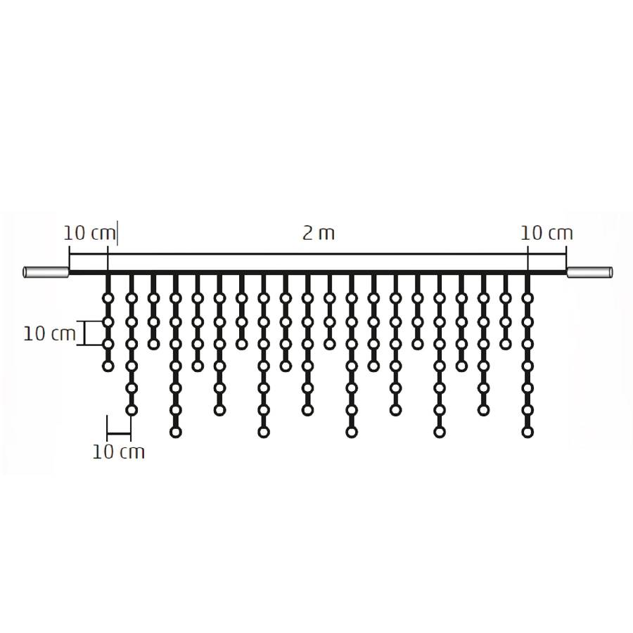 Perdea De Lumini, 100 Led, Alb, Pt Exterior, Cu Legare In Serie