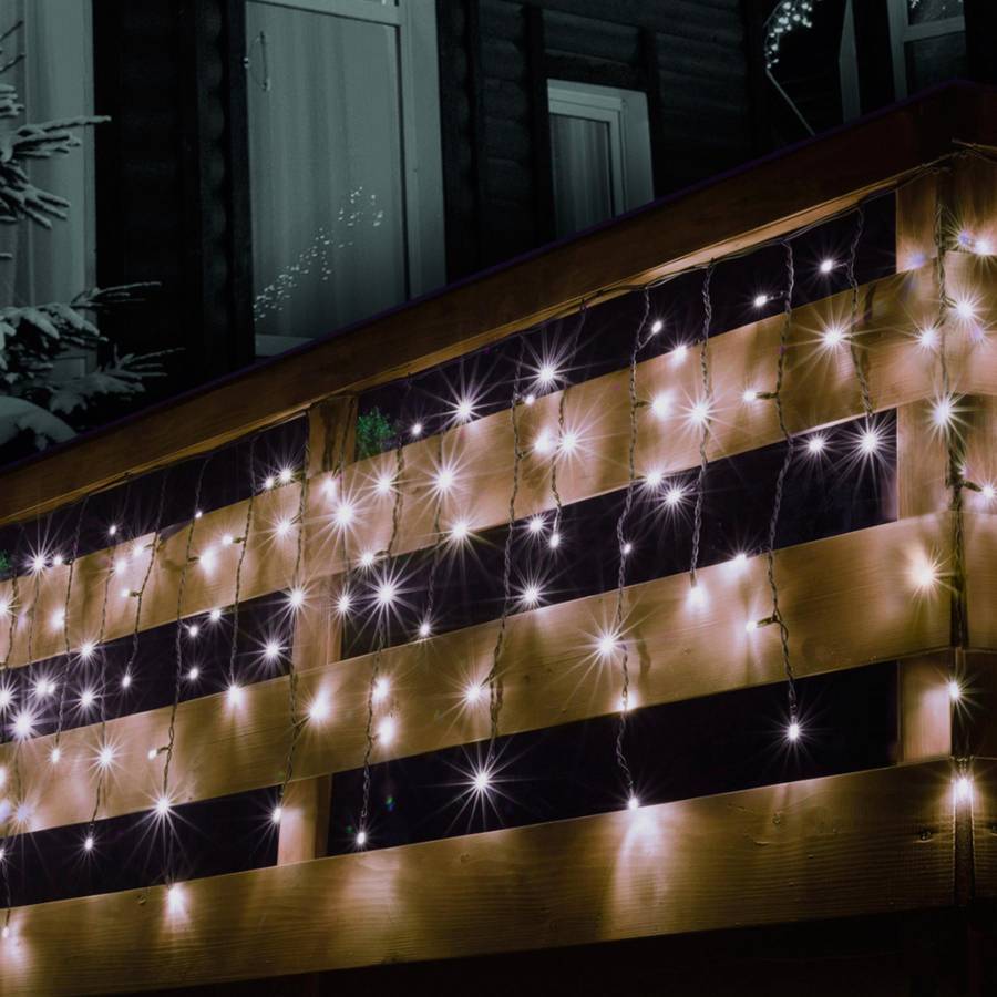 Perdea De Lumini, 100 Led, Alb, Pt Exterior, Cu Legare In Serie