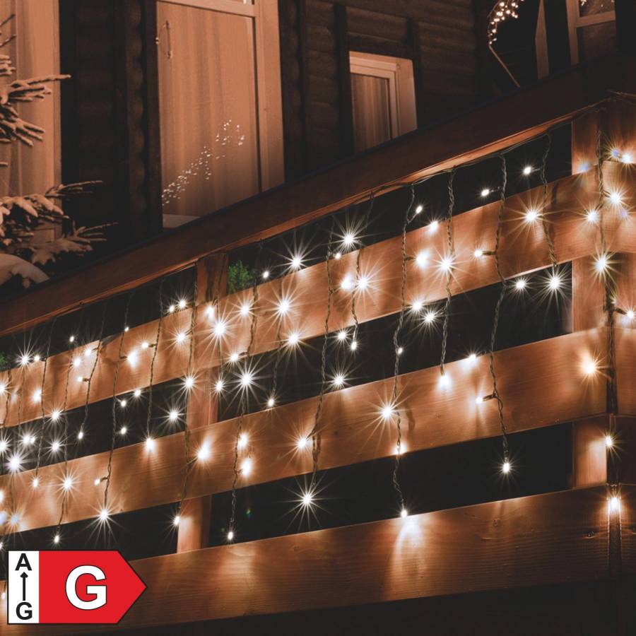 Perdea De Lumini, 200 Led, Alb Cald, Pt Exterior, Cu Legare In Serie