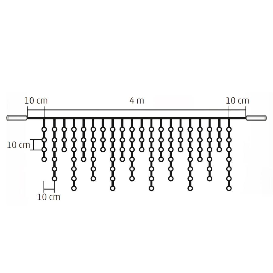 Perdea De Lumini, 200 Led, Alb, Pt Exterior, Cu Legare In Serie
