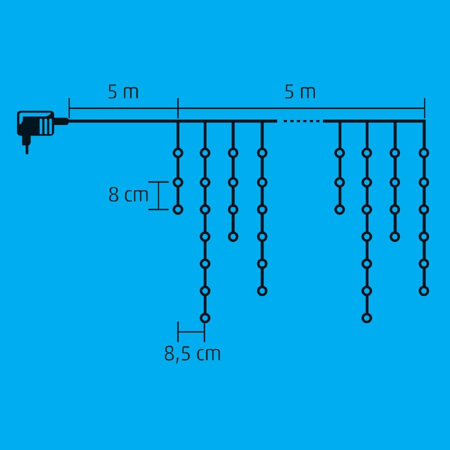Perdea De Lumini Led, Stralucitor, Pt. Exterior, 300 Buc Led-uri Albe (calde Si Cele Reci Clipesc)
