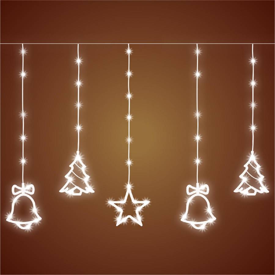 Perdea De Lumini Microled Alb Rece, 10x Figurine