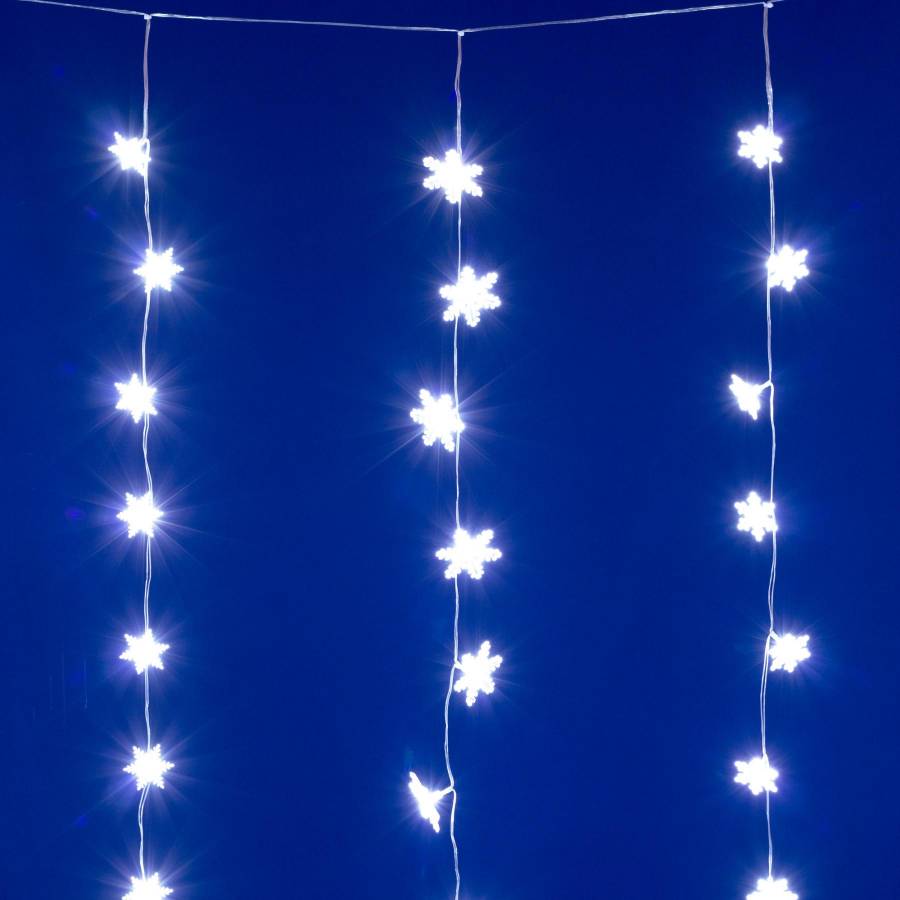 Perdea Luminoasa Led Cu Fulgi De Zapada, Alb Rece