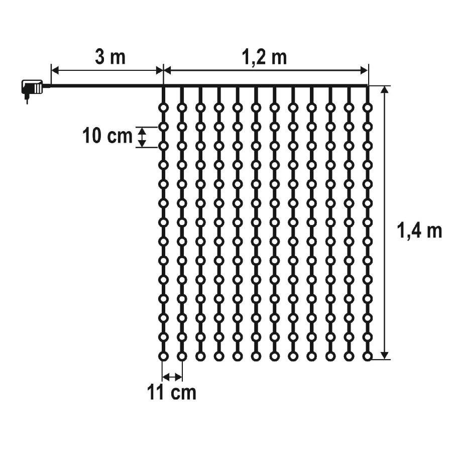 Perdea Luminoasa Led Dot, 1,2 X 1,4 M, Alb Cald