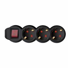 Prelungitor 3 Prize Cu Intrerupator, 3m, 3x1,5mm2, Negru