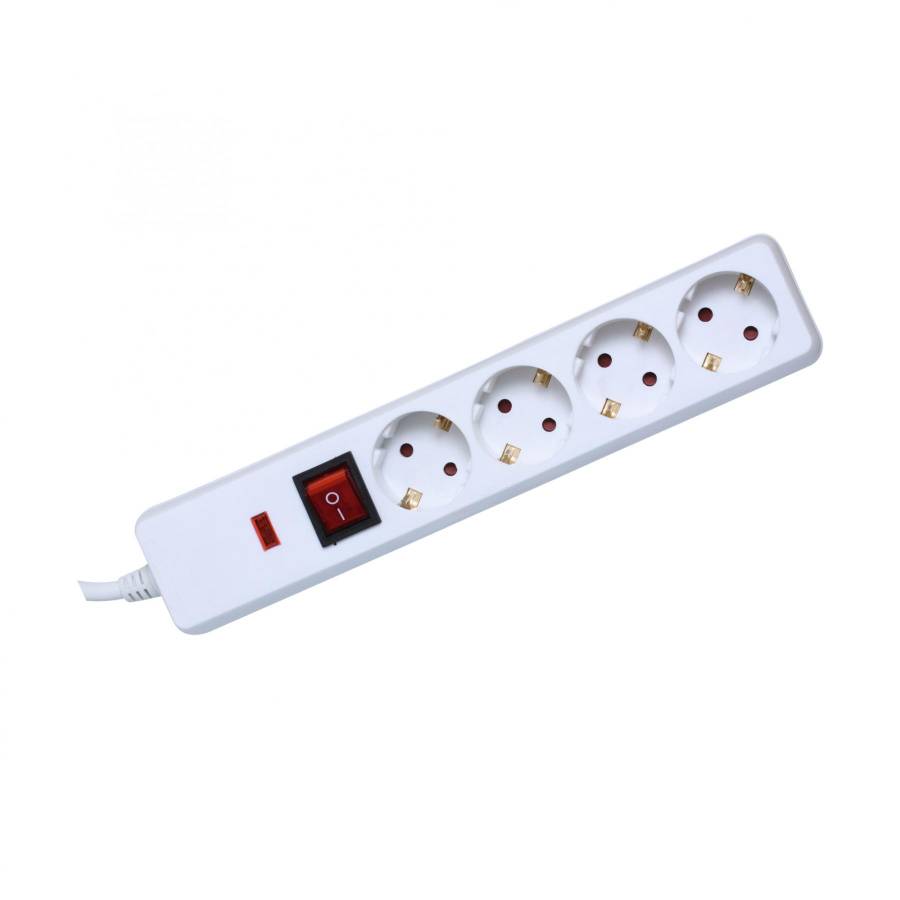 Prelungitor De Reţea, Cu Protecţie La Supratensiune şi intrerupator, 4 Prize, 1,5 M