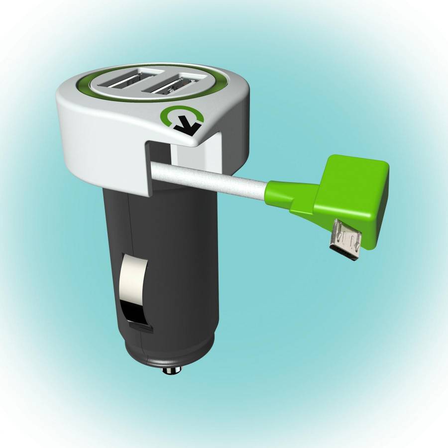 Q2 Power Incarcator Auto triple Usb Car Charger Micro Usb Connector