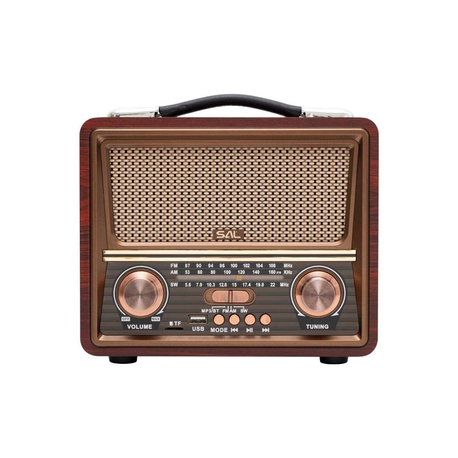 Sal Rrt22 Radio Portabil Retro Cu Player Multimedia, Difuzor Bluetooth, Radio Cu 3 Benzi, Redare Mp3 De Pe Dispozitive Usb/microsd, Acumulator