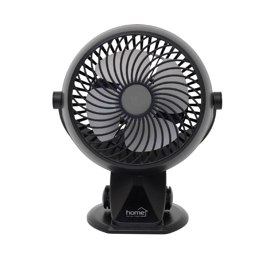 Ventilator Cu Acumulator Si Clema, 10 Cm, Negru
