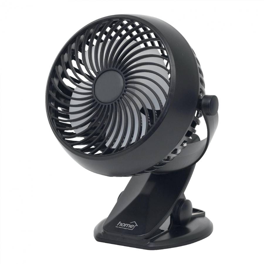 Ventilator Cu Acumulator Si Clema, 10 Cm, Negru