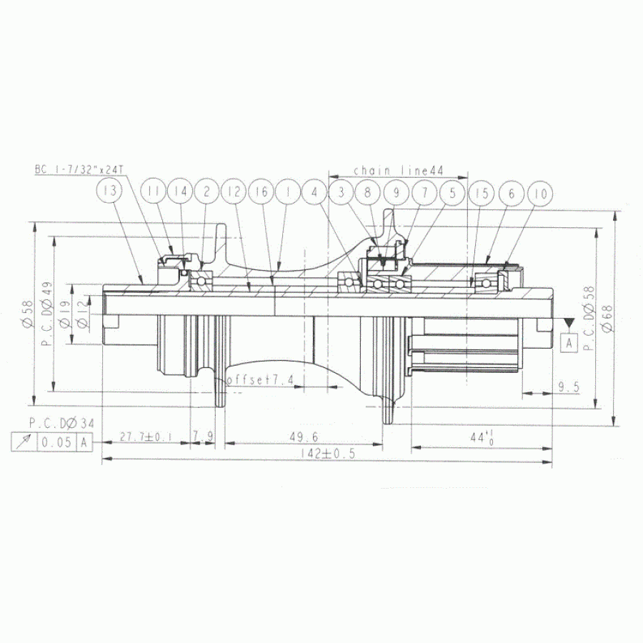Butuc Spate Novatec D462sb-sl-cl-x12-s3s-11s, Negru , 32h