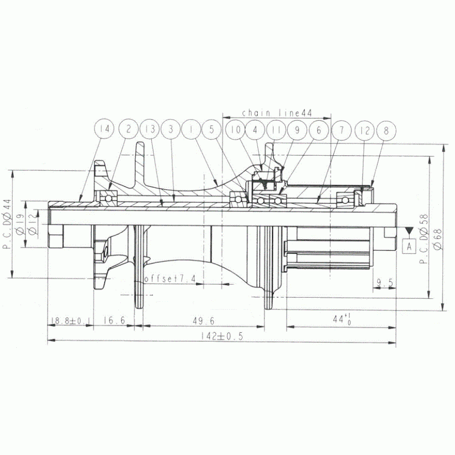 Butuc Spate Novatec D462sb-sl-x12-s3s-11s, Negru , 32h